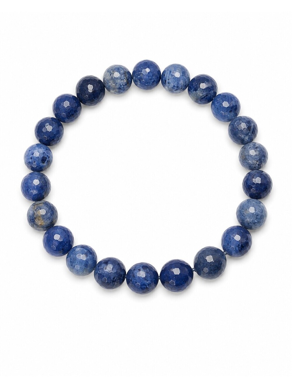8mm Faceted Blue Sapphire Stretch Bracelet